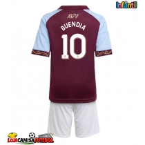 Camisa de Futebol Aston Villa Emiliano Buendia #10 Equipamento Principal Infantil 2025-26 Manga Curta (+ Calças curtas)